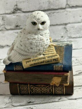 Harry Potter Hedwig Owl Trinket Jewelry Box Figurine Magic Wizard Books Snowy